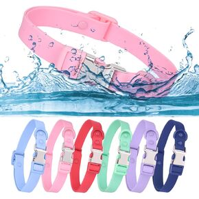 Waterproof Dog Collar with Safety Metal Buckle, Durable and Easy to Clean Soft Rubber Dog Collar, Adjustable Pet Collars for Small Medium Large Dogs