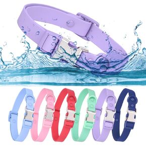 Waterproof Dog Collar with Safety Metal Buckle, Durable and Easy to Clean Soft Rubber Dog Collar, Adjustable Pet Collars for Small Medium Large Dogs in Kuwait