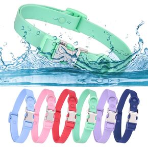 Waterproof Dog Collar with Safety Metal Buckle, Durable and Easy to Clean Soft Rubber Dog Collar, Adjustable Pet Collars for Small Medium Large Dogs