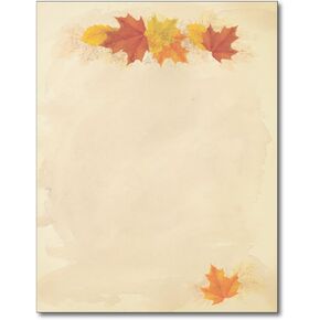 Simple Fall Leaves Stationery Paper - 80 Sheets - 8.5 X 11 Inches