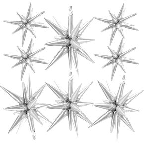 Silver Balloons Silver Star Balloons 8 Pcs 27inch 22inch Spike Balloons Foil Balloon Metallic Silver Balloons Disco Ball Balloons Silver Party Decorations Silver Birthday Decorations Balloon Decor