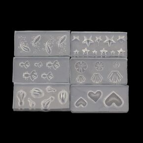appuivbt 6 Pcs Small Rabbit Star Fish Resin Casting Mold,Nail Art Silicone Mold Jewelry Casting Molud Nail Stencil for Nail Art Decoration