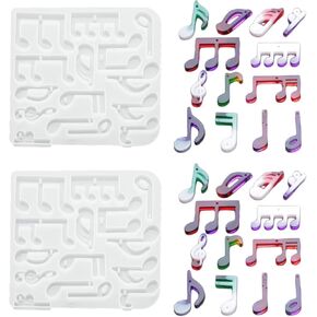 2 Pcs Musical Note Resin Molds Musical Note Pendant Silicone Mold Jewelry Casting Molds Crystal Mold with Hole for DIY Crafts Earring Necklace Keychain