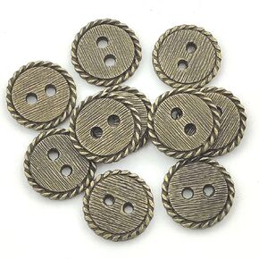 15pcs Metal Buttons 2 Hole Antique Bronze Vintage Style Round Buttons Bulk for Jacket, Coat, Clothing Sewing Buttons Accessories DIY Crafts Scrapbooking Decorations 13mm