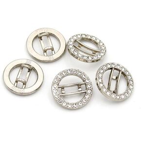 10 Pcs Small Metal Buttons Rhinestones Buttons Decorative Buttons for Crafts DIY Sewing Supplies(04 Silver,12mm)