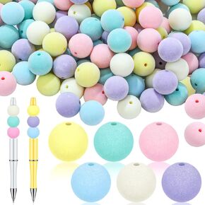 XunYee 48 Pcs Velvet Christmas Beads for Craft 16 mm Christmas Silicone Beads Wooden Beads DIY Velvet Jewelry Beads for DIY Jewelry Making Keychain Making Pen Tiered Tray Decor(Xmas Colors) in Kuwait