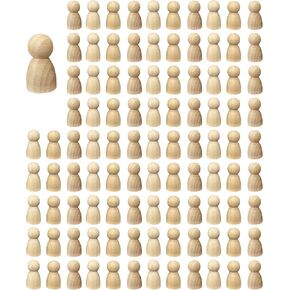 100 Pieces Wood Peg Dolls Unfinished Wooden People Craft Blank Family Figures 5/8 x 1-1/4 inch