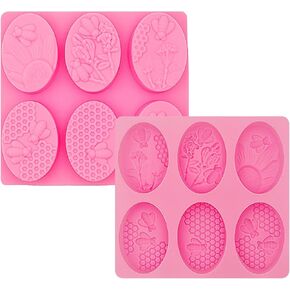 2 Pcs Honeycomb Soap Molds Bee Honey Silicone Molds Cake Molds Beehive Chocolate Mold Set for Home Handmade DIY Candle Muffin Baking Tray Lotion Bars Wax Melts Beeswax Tool (Pink)