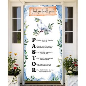 Nepnuser Pastor Appreciation Month Thank You for All You Do Pastor Door Cover Gifts for Men Women Farmhouse Front Door Hanging Banner