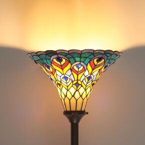 DWVO Tiffany Floor Lamp, Stained Glass Shade Gooseneck Reading Floor Lamp, Adjustable Corner Standing Light with Foot Switch for Bedroom Living Room Office (Bulb not Included)