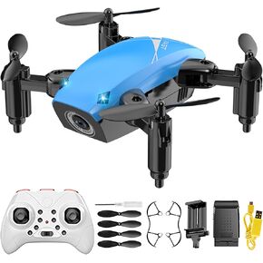 Mini Drone with 720P Camera for Kids, Remote Control Drones Toys for Ages 8-14, Pocket RC Quadcopter with Foldable Wings, Voice Gesture Control, Altitude Hold, Gifts for Kids Beginners, 2 Batteries
