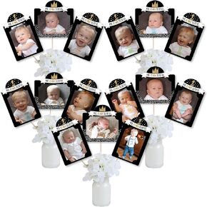 Big Dot of Happiness 1st Birthday Little Mr. Onederful - Boy First Birthday Party Picture Centerpiece Sticks - Photo Table Toppers - 15 Pieces