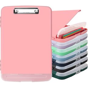 Clipboard with Storage for Office Supplies,Storage Clipboard with Pen Holder,Nursing Clipboards with Low Profile Clip,ClipBoards 8.5x11 with Storage for Nurse,Teacher Must Haves Clipboards-Peachy Pink
