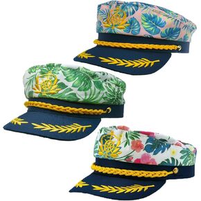 3 Pieces Yacht Captain hat Navy Marine Hat Dress Up & Pretend Play Sailor hat for Men Women Halloween Costume Accessory