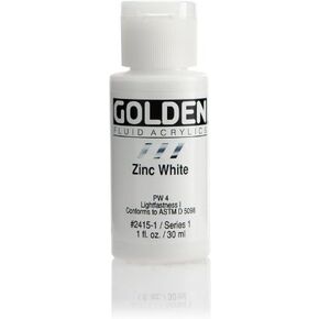 Golden Fluid Acrylic Paint 1 Ounce-Zinc White