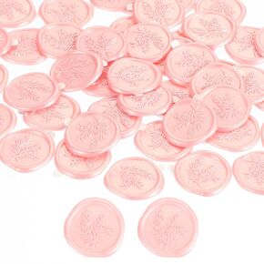 PATIKIL Rosemary Wax Seal Stickers, 50 Pack Plant Embossed Self Adhesive Sticker for Envelope Letter Wedding Invitation Card Birthday Party Gift, Pink