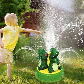 PLAYJOY Water Sprinkler for Kids Outdoor Play, Spinning Water Toys for Yard Attached to Garden Hose, Summer Splashing Fun for Backyard, Dinosaur Outdoor Water Toys for Kids Age 3-12