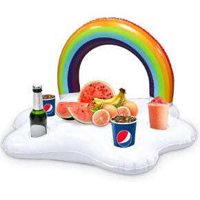 Newmemo Rainbow Cloud Floating Drink Holder Pool Drink Holder Floats Inflatable Cup Holders Hot Tub Accessories for Adults Drink Floaties for Pool, Pool Drink Floats for Swimming Pool Party