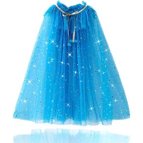 TPMG Girls Princess Sheer Cape, Kids Halloween Costume Tulle Cloak for Dress Up Pretend Play Party Toddlers Pageants