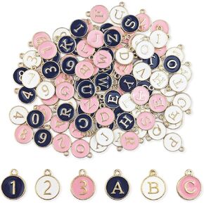 Letter Charms - 108pcs Charms for Jewelry Making Bracelets Necklaces, Letters A-Z Numbers 0-9 with 3 Colours(Black, White, Pink)