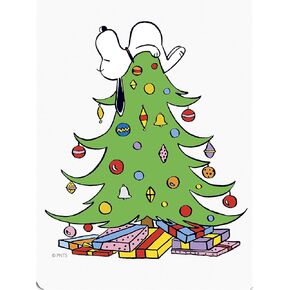 Graphique Snoopy on Tree Holiday Pocket Notepad – 75 Sheets, 3" x 4" – Embellished with Glitter, Features a Magnetic Closure – Perfect for Making Holiday Gift Lists or Jotting Down Notes