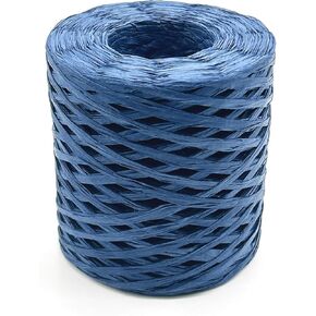 Raffia Paper Craft Ribbon,1/4 Inch 656 Feet Raffia Twine String for Gifts Wrapping,Raffia Ribbon Raffia Paper Rope for Craft Weaving Hats Bags Knitted Crochet DIY Craft Projects,Navy Blue