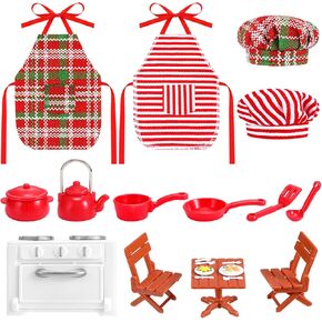 Bencailor 1 Set Christmas Doll Clothes and Accessories for 18 Inch Doll Christmas Elf Clothes Accessories for Xmas Doll Gifts(Classic)