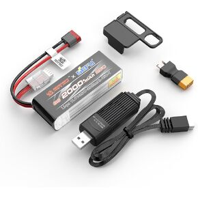 MJX 3S2000 Angry Snail RC Battery 3S 11.1V 2000 mAh 25C LiPo Battery with USB, Spare Parts for 14303, 16207, 16208, 14209, 14210, 16210, 14301, 14302