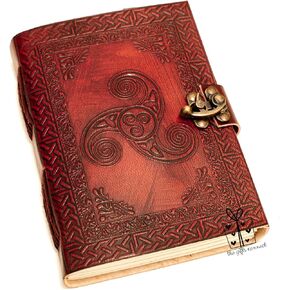 Ancient Wisdom Triskele Symbol Leather Journal, Antique Book of Shadows Celtic Symbol Leather Notebook, Refillable Journal With Antique Brass Lock Eo-Friendly TheGiftsConnect