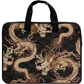 CowCow Dragon Japanese Pattern 13"/15" Double Pocket Laptop Bag Compatible with MacBook Pro/Acer/Dell/HP Pavillion