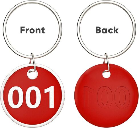 Numbers 1-100 Metal Number Tags, Aluminum Alloy Round Numbered Key Tags for Luggage Labels Clothes Dormitory Box Key Chain, Red in Saudi Arabia