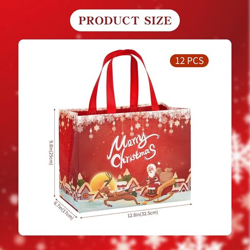BlazehHy 12 Packs Christmas Gift Bags Reusable large Christmas Tote Bags with Handles for New Year's Shopping Xmas Gifts Wrapping Party Supplies in Saudi Arabia