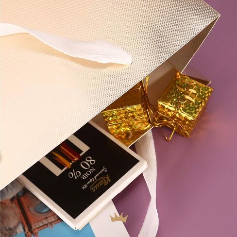 12pcs White Gift Bags with Transparent Window, 10x4.5x11 Inches Large Gift Bags with Handles for Wedding Graduation Valentine's Day Mother's Day Festivals Party Present (Glossy White) in Kuwait
