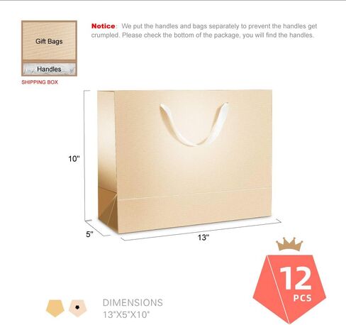 12pcs White Gift Bags with Transparent Window, 10x4.5x11 Inches Large Gift Bags with Handles for Wedding Graduation Valentine's Day Mother's Day Festivals Party Present (Glossy White) in Kuwait