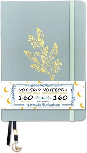 BUKE Dotted Notebook - Cotton Fabric Hardcover - 160gsm Thick Bamboo Paper - A5 Size Dotted Journal - 5x5mm DOT GRID Layout 160 Pages With Gift Box (BKC-6F) in Saudi Arabia
