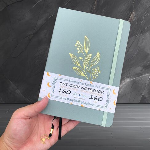 BUKE Dotted Notebook - Cotton Fabric Hardcover - 160gsm Thick Bamboo Paper - A5 Size Dotted Journal - 5x5mm DOT GRID Layout 160 Pages With Gift Box (BKC-6F) in Saudi Arabia