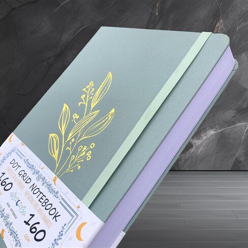 BUKE Dotted Notebook - Cotton Fabric Hardcover - 160gsm Thick Bamboo Paper - A5 Size Dotted Journal - 5x5mm DOT GRID Layout 160 Pages With Gift Box (BKC-6F) in Saudi Arabia