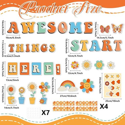 gisgfim Classroom Bulletin Board Decoration Set Welcome Banner Wall Door Decor Boho Rainbow Classroom Decorations for Kindergarten Preschool Elementary and Middle School(Awesome Things Start Here!) in Kuwait