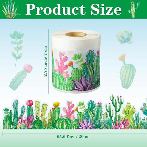 65.6 Feet Cactus Bulletin Board Border Cactus Classroom Decoration Watercolor Cactus Bulletin Board Wall Decor Cactus Multicolor in Kuwait
