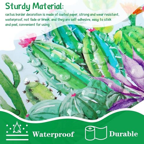 65.6 Feet Cactus Bulletin Board Border Cactus Classroom Decoration Watercolor Cactus Bulletin Board Wall Decor Cactus Multicolor in Kuwait