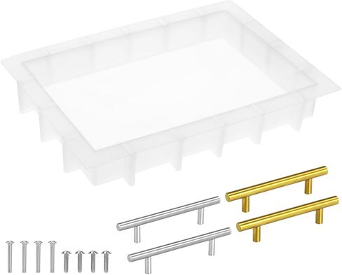 QWORK Large Silicone Tray Molds for Resin, 13.5"x9.5" Deep Rectangle Mold with Metal Handles, Durable & Flexible Silicone for Epoxy Casting, DIY Crafts in Saudi Arabia