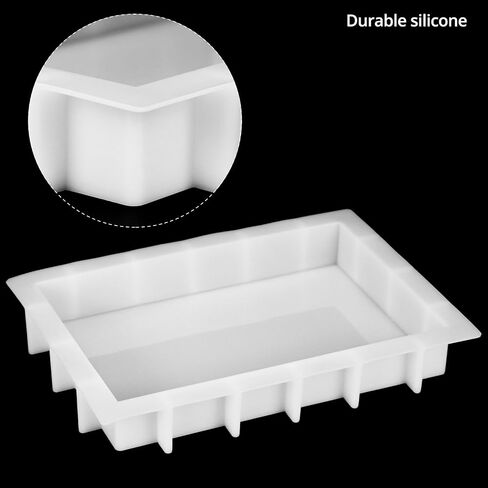 QWORK Large Silicone Tray Molds for Resin, 13.5"x9.5" Deep Rectangle Mold with Metal Handles, Durable & Flexible Silicone for Epoxy Casting, DIY Crafts in Saudi Arabia