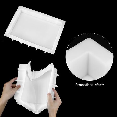 QWORK Large Silicone Tray Molds for Resin, 13.5"x9.5" Deep Rectangle Mold with Metal Handles, Durable & Flexible Silicone for Epoxy Casting, DIY Crafts in Saudi Arabia