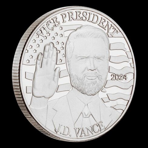 عملات معدنية قابلة للجمع للرئيس دونالد ترامب ونائب الرئيس JD Vance 2024 مقاس 1.57 0.12 بوصة مجموعة هدايا ترامب فانس (فضية) in Kuwait