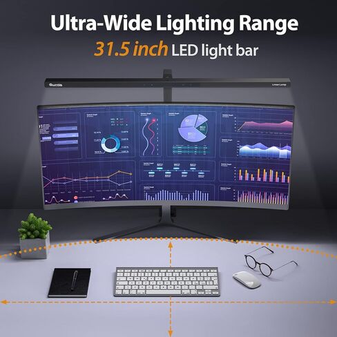 Quntis LED Desk Lamp, Eye-Care Architect Clamp Desk Lights for Home Office, 31.5'' Wide Bright Office Lighting with Auto-Dimming, Dimmable Table Light, 2H Timer Task Lamp for Workbench Monitor Drawing in Saudi Arabia