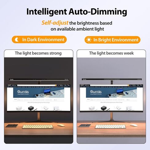 Quntis LED Desk Lamp, Eye-Care Architect Clamp Desk Lights for Home Office, 31.5'' Wide Bright Office Lighting with Auto-Dimming, Dimmable Table Light, 2H Timer Task Lamp for Workbench Monitor Drawing in Saudi Arabia