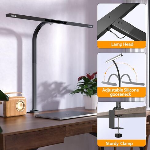 Quntis LED Desk Lamp, Eye-Care Architect Clamp Desk Lights for Home Office, 31.5'' Wide Bright Office Lighting with Auto-Dimming, Dimmable Table Light, 2H Timer Task Lamp for Workbench Monitor Drawing in Saudi Arabia