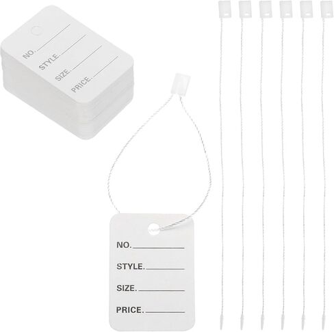 MECCANIXITY Price Hang Tag Writable Labels Display Label, 2 x 1.4 Inch Brown Tagging for Clothing Homemade Pricing with Nylon String 100 Pcs in Kuwait