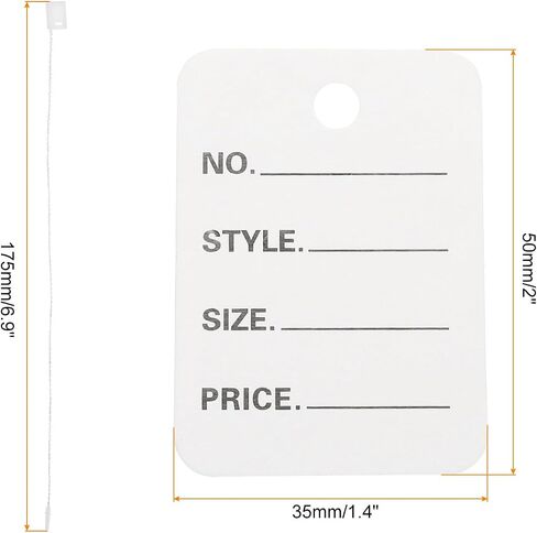 MECCANIXITY Price Hang Tag Writable Labels Display Label, 2 x 1.4 Inch Brown Tagging for Clothing Homemade Pricing with Nylon String 100 Pcs in Kuwait