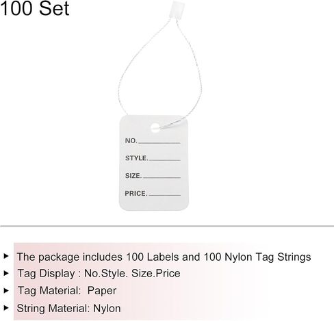 MECCANIXITY Price Hang Tag Writable Labels Display Label, 2 x 1.4 Inch Brown Tagging for Clothing Homemade Pricing with Nylon String 100 Pcs in Kuwait